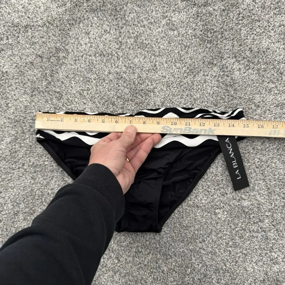 La Blanca Bikini Bottom 6 Swim Resort Coastal Chic Abstract Wave Ruched Classic - Picture 3 of 5